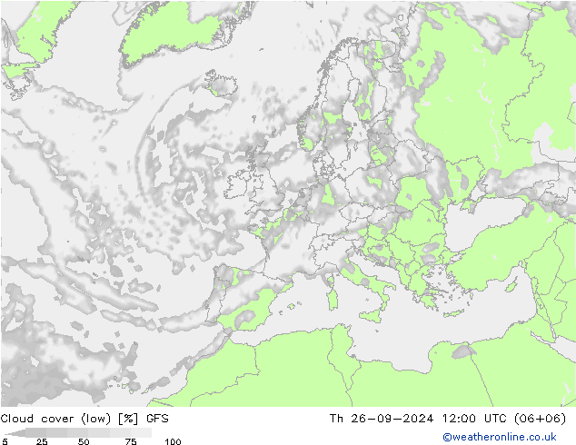 Nubi (alte,medie,basse) GFS gio 26.09.2024 12 UTC