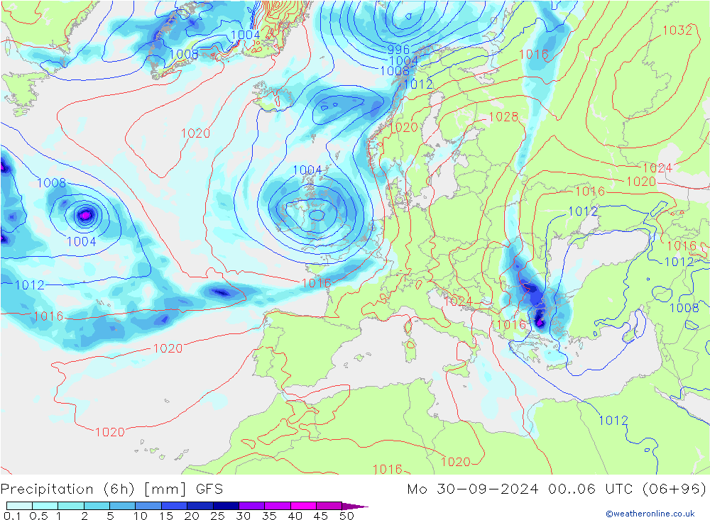 Z500/Yağmur (+YB)/Z850 GFS Pzt 30.09.2024 06 UTC