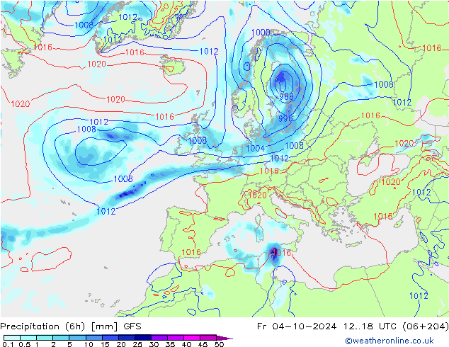 Z500/Rain (+SLP)/Z850 GFS  04.10.2024 18 UTC