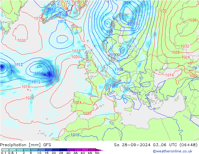 Neerslag GFS za 28.09.2024 06 UTC