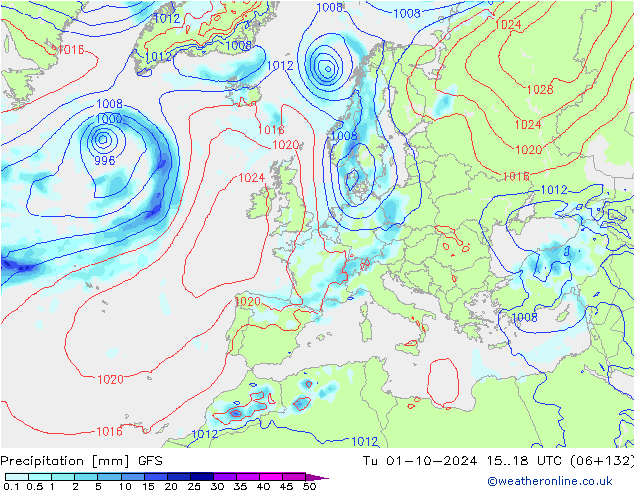 Precipitation GFS Tu 01.10.2024 18 UTC