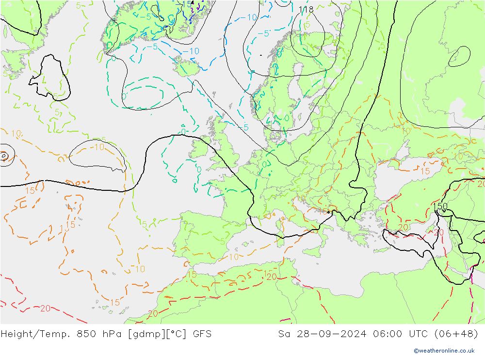 Z500/Rain (+SLP)/Z850 GFS Sa 28.09.2024 06 UTC