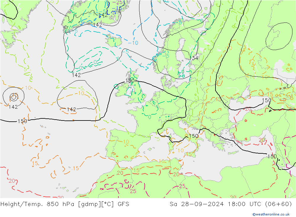 Z500/Rain (+SLP)/Z850 GFS sáb 28.09.2024 18 UTC