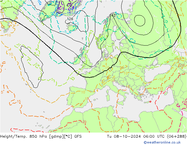 Height/Temp. 850 hPa GFS Ter 08.10.2024 06 UTC