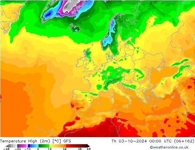 Maksimum Değer (2m) GFS Per 03.10.2024 00 UTC