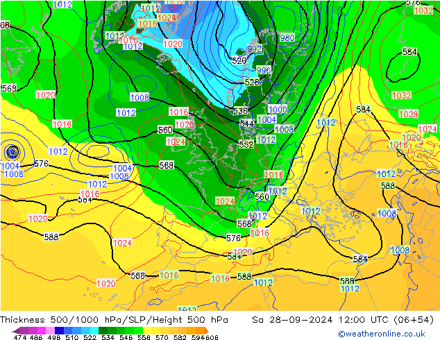 Thck 500-1000hPa GFS so. 28.09.2024 12 UTC