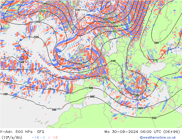 V-Adv. 500 hPa GFS  30.09.2024 06 UTC