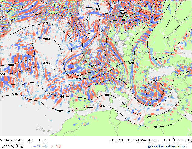 V-Adv. 500 hPa GFS Mo 30.09.2024 18 UTC