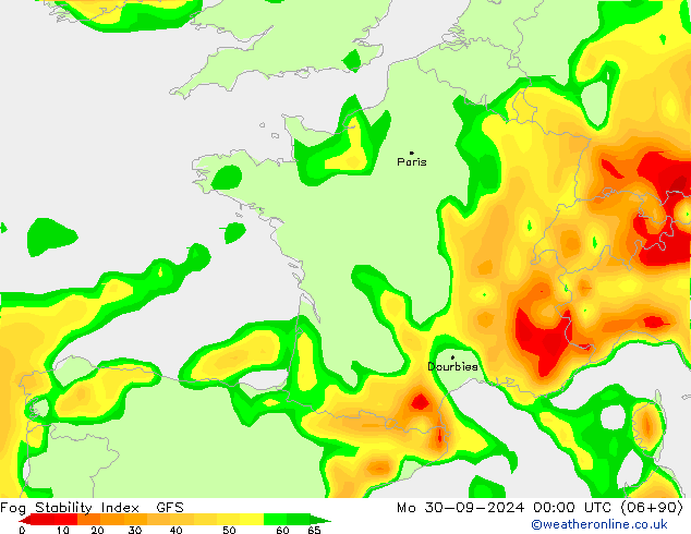 Fog Stability Index GFS Mo 30.09.2024 00 UTC