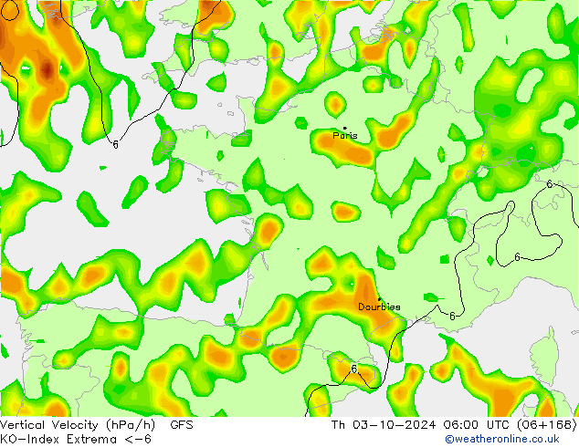 Konvektiv-Index GFS Do 03.10.2024 06 UTC