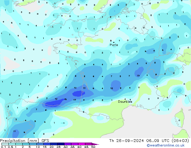 Precipitación GFS jue 26.09.2024 09 UTC