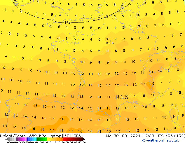 Z500/Rain (+SLP)/Z850 GFS Mo 30.09.2024 12 UTC