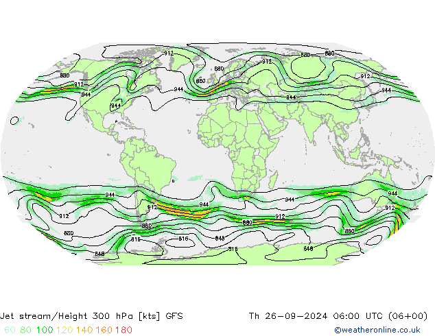 Corriente en chorro GFS jue 26.09.2024 06 UTC