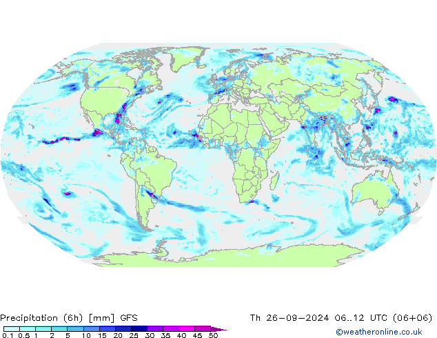 Prec 6h/Wind 10m/950 GFS Qui 26.09.2024 12 UTC