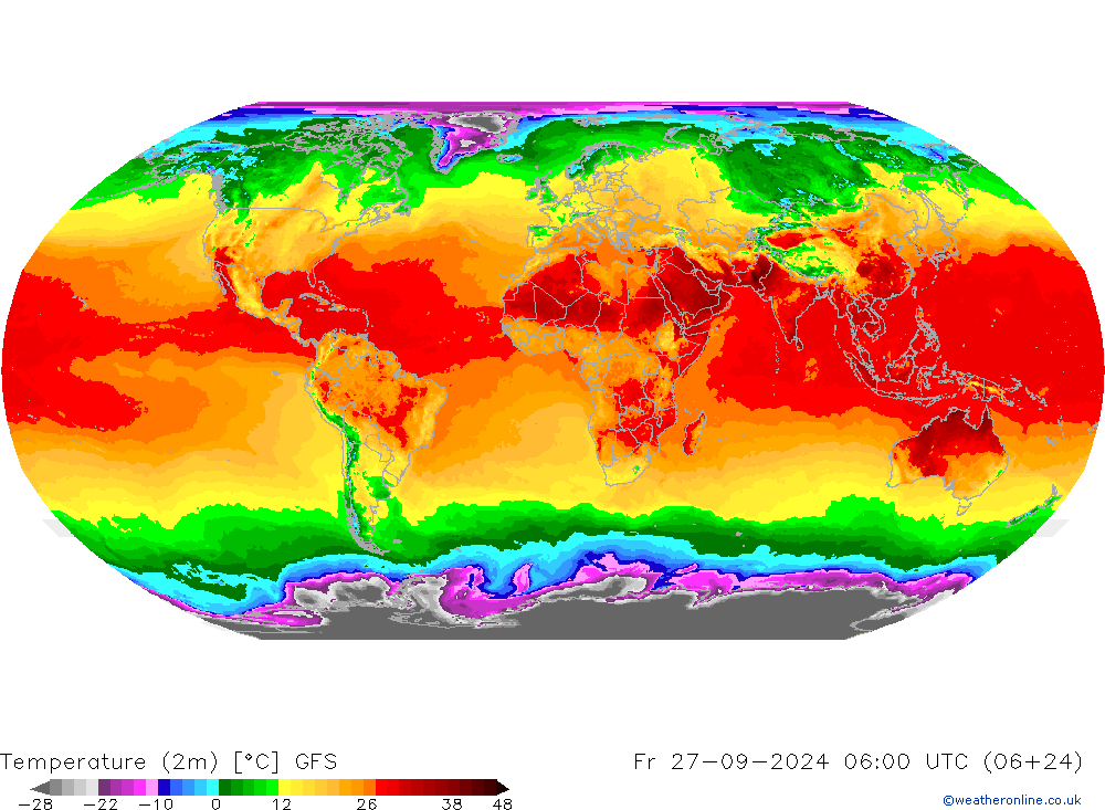 карта температуры GFS пт 27.09.2024 06 UTC