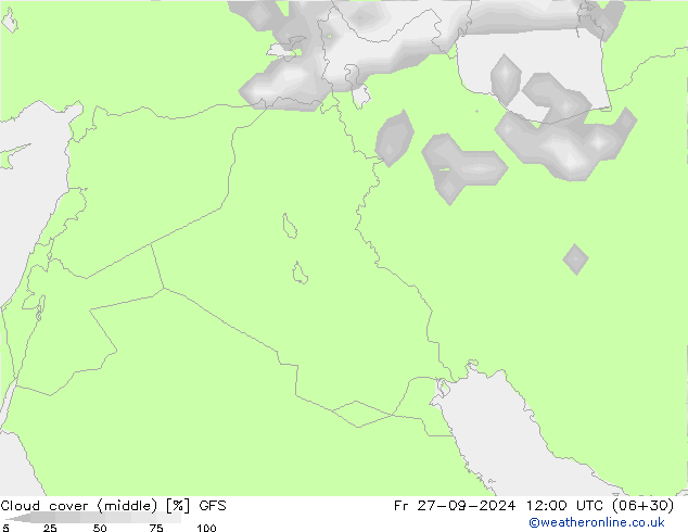 Nubes medias GFS vie 27.09.2024 12 UTC