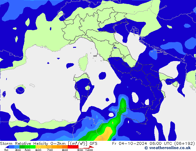 Storm Relative Helicity GFS pt. 04.10.2024 06 UTC