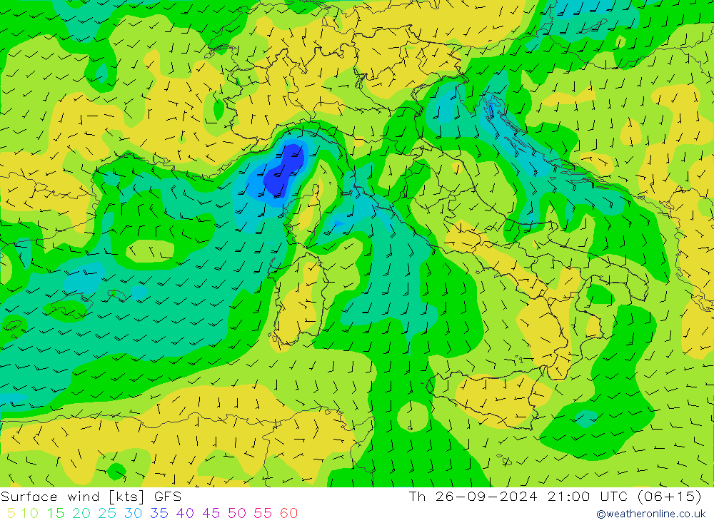 Rüzgar 10 m GFS Per 26.09.2024 21 UTC