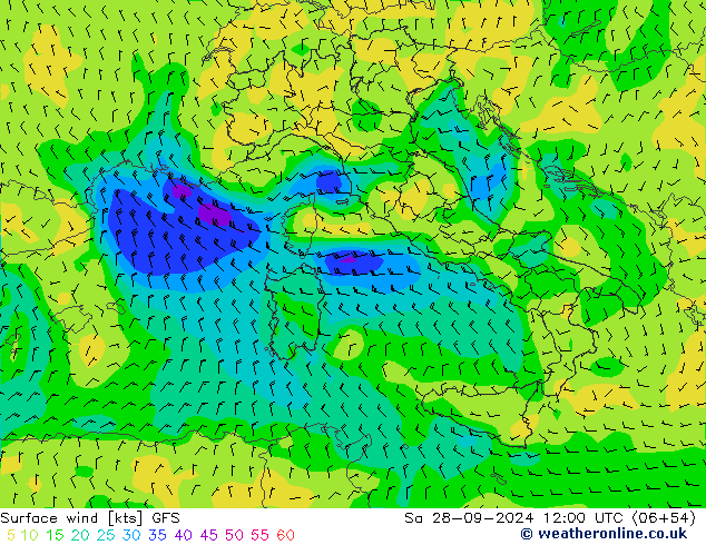 Bodenwind GFS Sa 28.09.2024 12 UTC