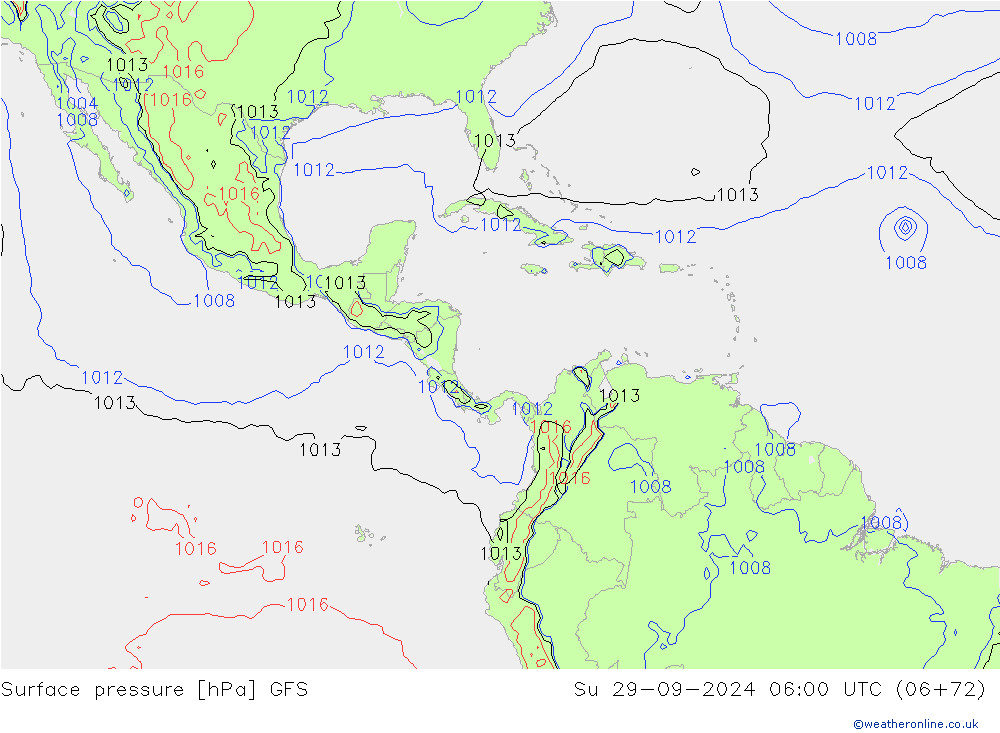 Surface pressure GFS Su 29.09.2024 06 UTC