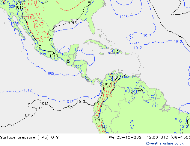 Atmosférický tlak GFS St 02.10.2024 12 UTC