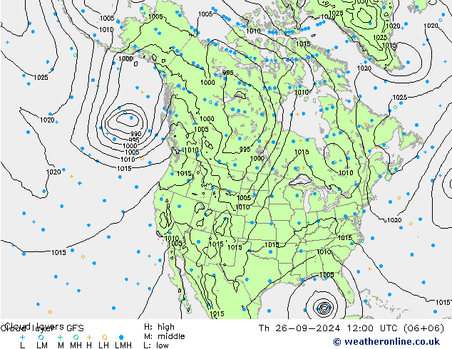 Wolkenlagen GFS do 26.09.2024 12 UTC