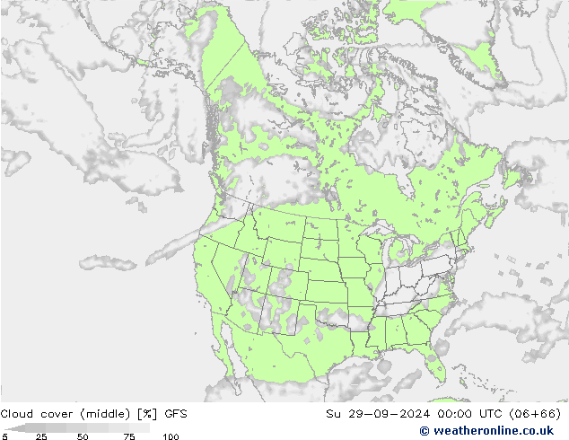 Cloud cover (middle) GFS Su 29.09.2024 00 UTC