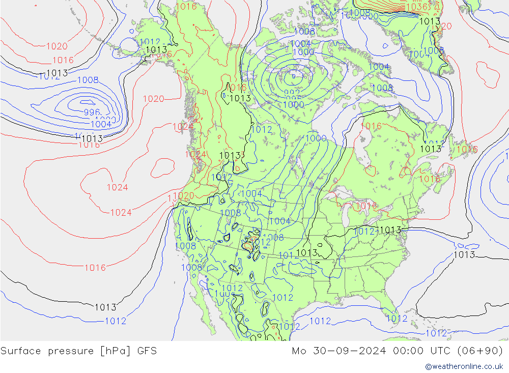 Atmosférický tlak GFS Po 30.09.2024 00 UTC