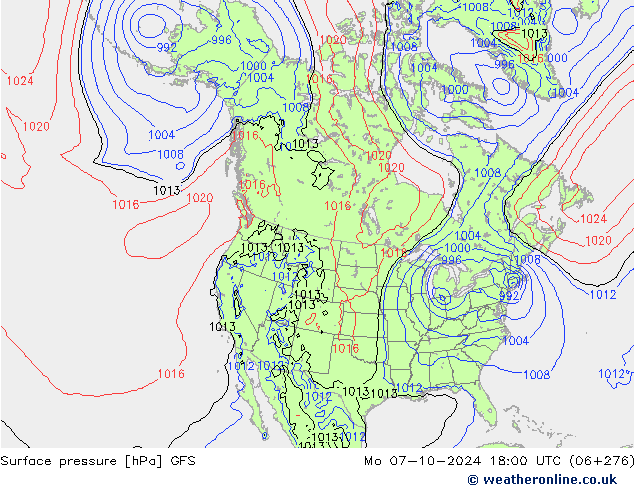 Surface pressure GFS Mo 07.10.2024 18 UTC