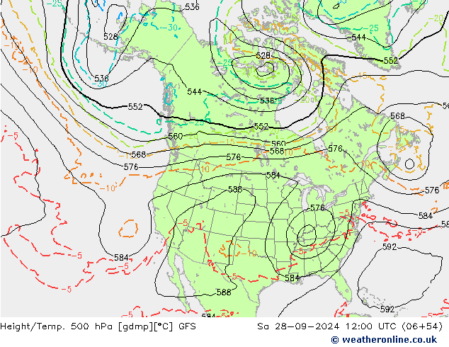 Z500/Yağmur (+YB)/Z850 GFS Cts 28.09.2024 12 UTC