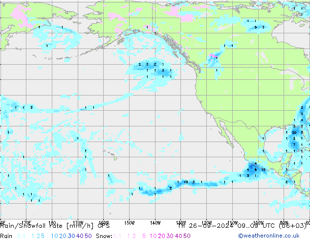 Rain/Snowfall rate GFS Th 26.09.2024 09 UTC