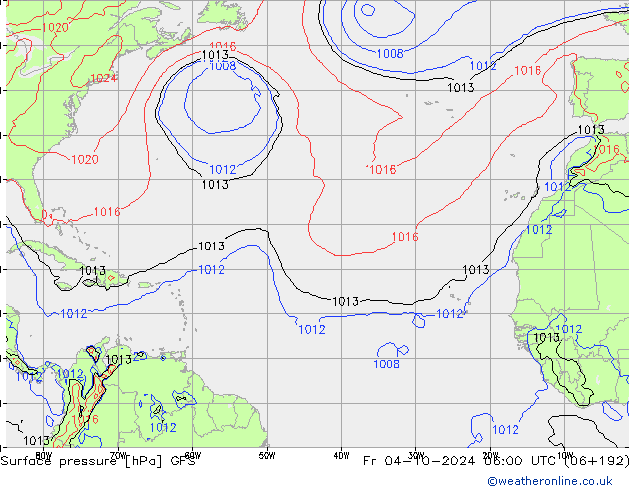 Surface pressure GFS Fr 04.10.2024 06 UTC