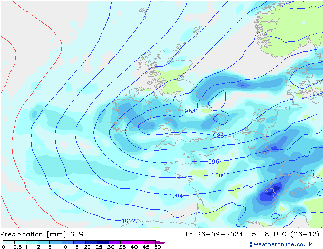 Précipitation GFS jeu 26.09.2024 18 UTC