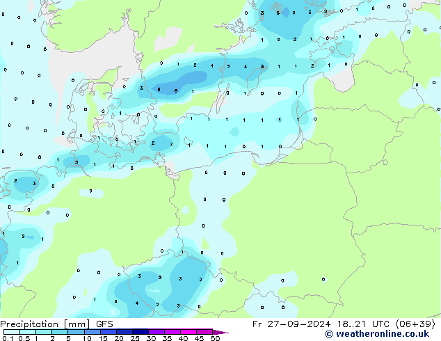 Precipitation GFS Fr 27.09.2024 21 UTC