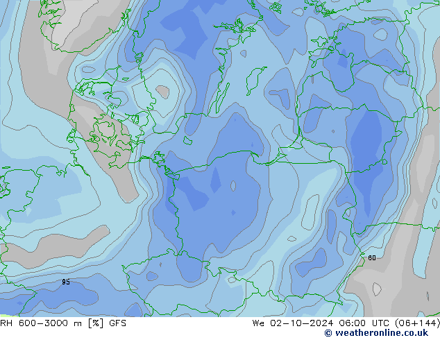 RH 600-3000 m GFS We 02.10.2024 06 UTC