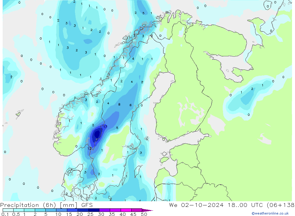 Z500/Rain (+SLP)/Z850 GFS We 02.10.2024 00 UTC