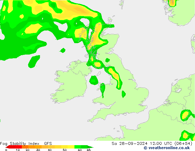 Fog Stability Index GFS Sáb 28.09.2024 12 UTC