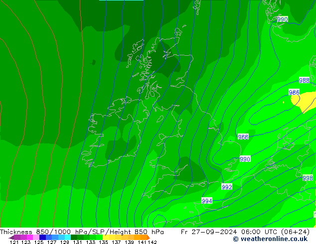 Schichtdicke 850-1000 hPa GFS Fr 27.09.2024 06 UTC