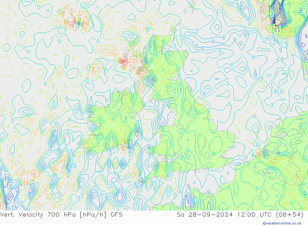 Vert. Velocity 700 hPa GFS Sáb 28.09.2024 12 UTC