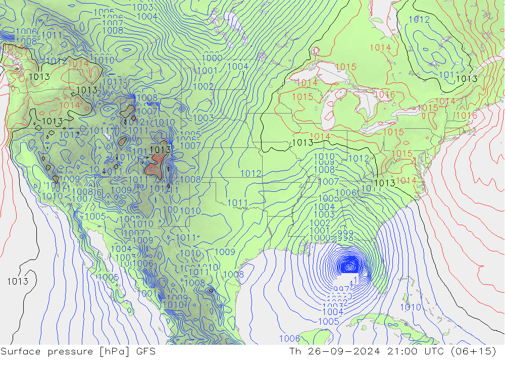 Surface pressure GFS Th 26.09.2024 21 UTC