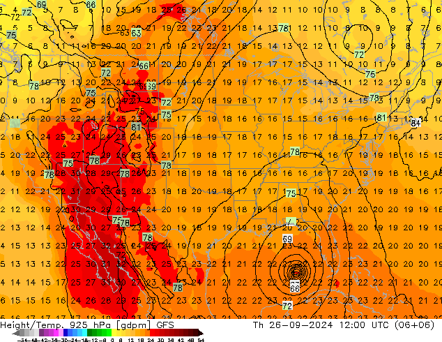 Geop./Temp. 925 hPa GFS septiembre 2024