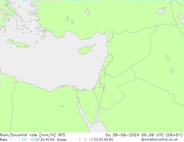 Rain/Snowfall rate GFS Sa 28.09.2024 09 UTC