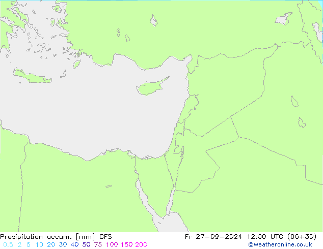 Precipitation accum. GFS ven 27.09.2024 12 UTC