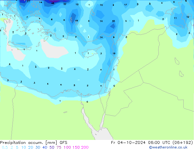 Precipitation accum. GFS Fr 04.10.2024 06 UTC