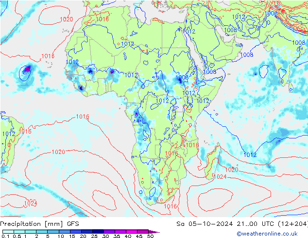 Precipitation GFS Sa 05.10.2024 00 UTC