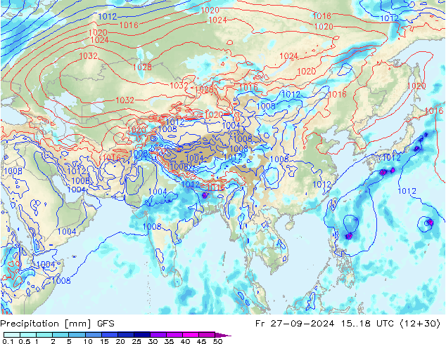 Precipitation GFS Fr 27.09.2024 18 UTC