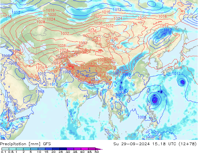 Srážky GFS Ne 29.09.2024 18 UTC