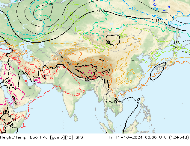 Z500/Rain (+SLP)/Z850 GFS Sex 11.10.2024 00 UTC