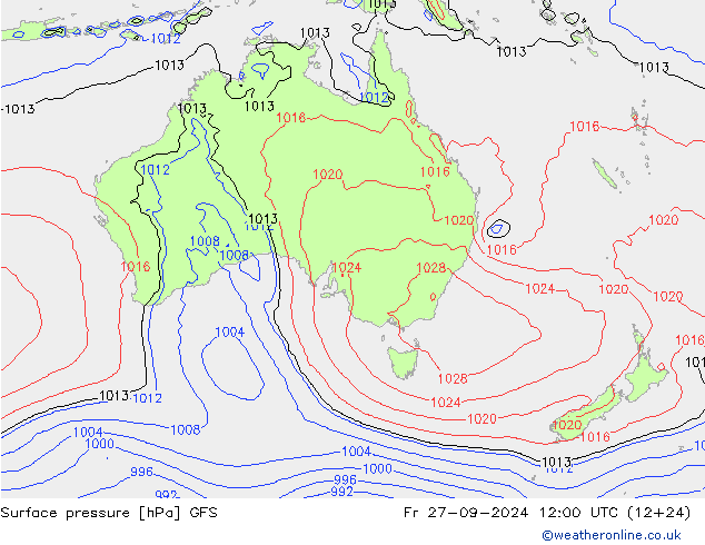 Surface pressure GFS Fr 27.09.2024 12 UTC