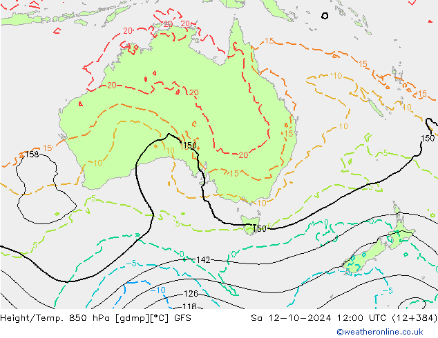 Z500/Rain (+SLP)/Z850 GFS sab 12.10.2024 12 UTC